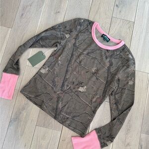 Dairy Boy Long-Sleeve Camo Tee with Pink Trim